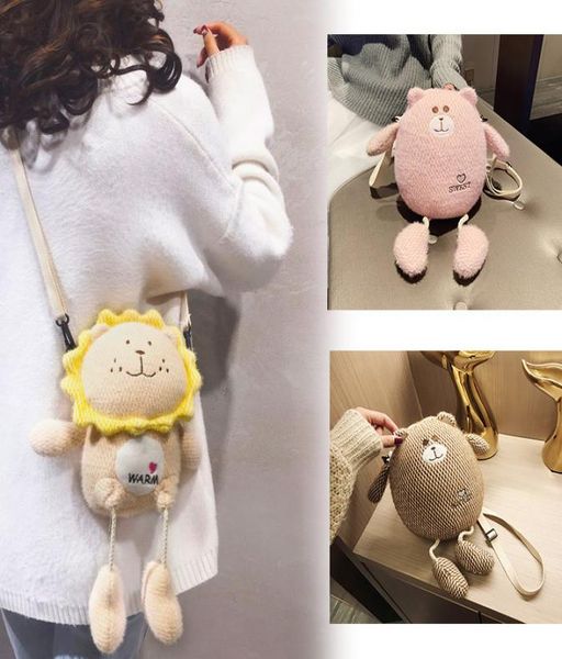 

chain luxurys messenger bagscub lion plush bag female cartoon one shoulder children039s mobile phone storage gift2628609