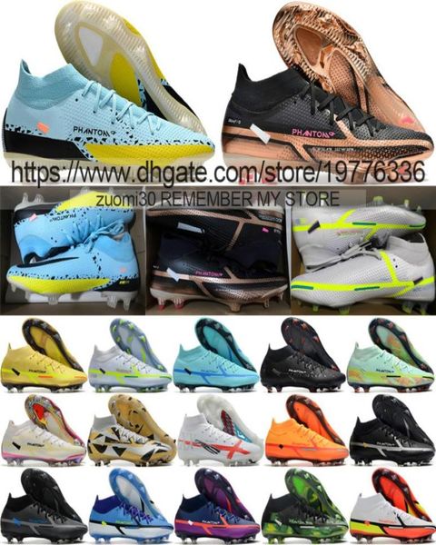 

send with bag quality soccer boots phantom gt2 elite fg acc socks football cleats mens outdoor high ankle soft leather trainers co9366225, Black