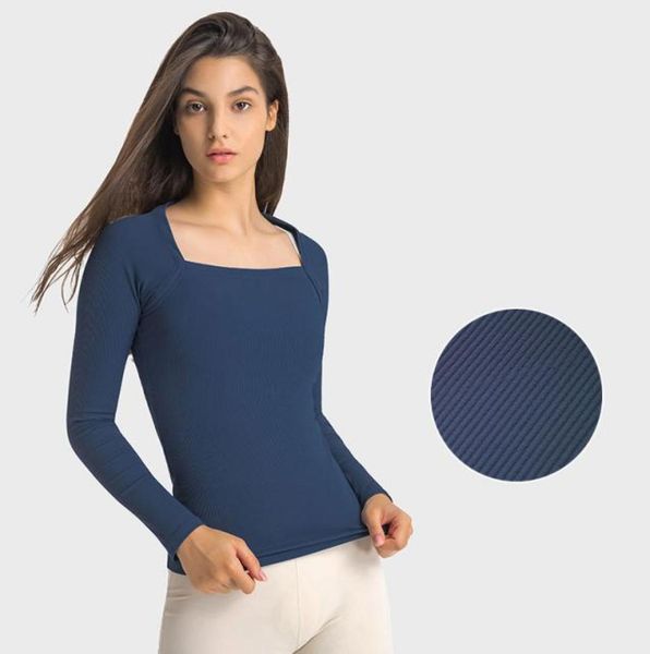 

03 yoga t shirts ribbed long sleeve shirt tight fit elastic fitness sports stretchy skinfriendly tshirt women for on 6994066