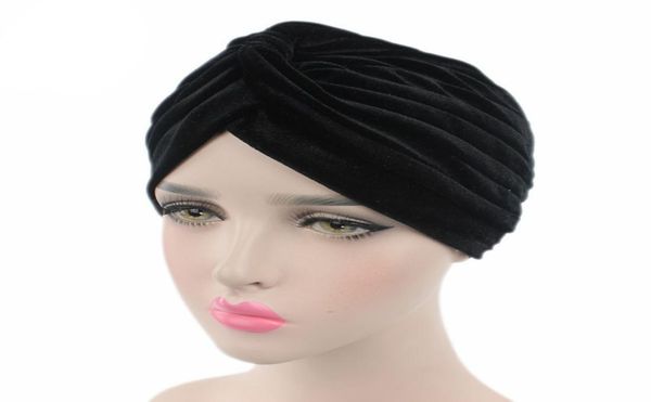 

fashion pleated stretch ruffle women039s velvet beanie chemo turban hat wrap cover headwear for cancer patients3503449, Blue;gray