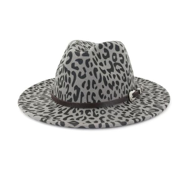 

2019 autumn and winter leopard print brimmed hat travel cap fedoras jazz hat panama hats for women and girl 647293925, Blue;gray