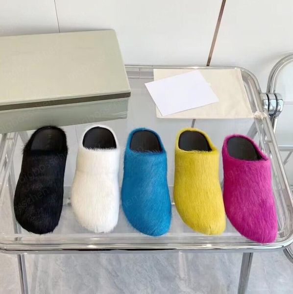 

marn horse hair slippers men039s women039s sandals designer fashion leather flat heel comfortable home outdoor driving lazy 7493098, Black