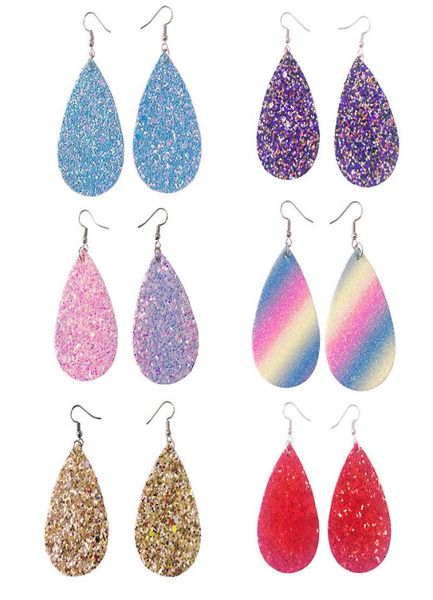 

s fashion glitter teardrop leather earrings for women designer jewelry big statement earrings whole7853464, Silver