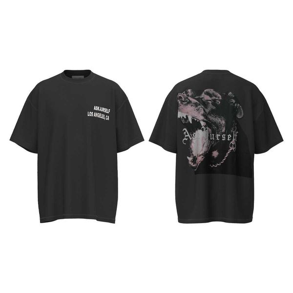 

2023 luxury designer men shirts new fashion style roewe dog head printed cotton short sleeve vintage antique hip hop street asian size xl, White;black