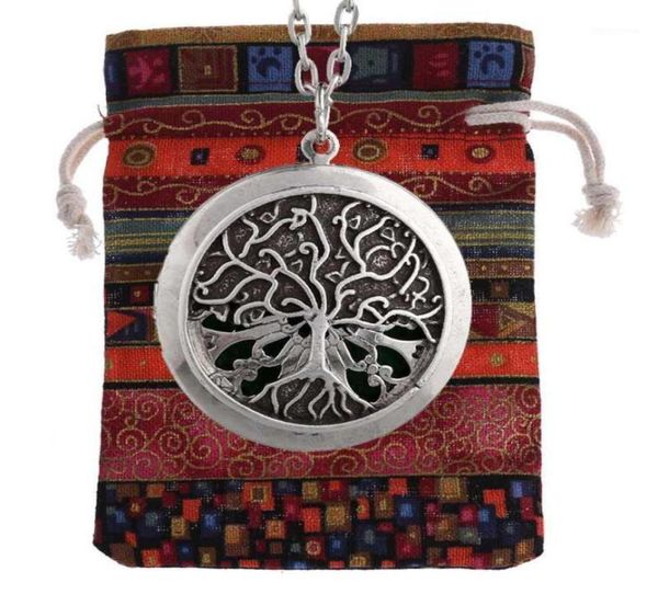 

1pc tree of life essential oil diffuser locket necklace pendant collections aroma jewelry xsh52418012057, Silver