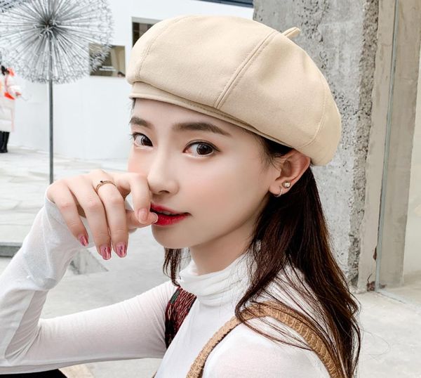 

net red beret female autumn and winter korean version of the wild flower bud hat sweet and cute japanese painter art hat4147627, Blue;gray