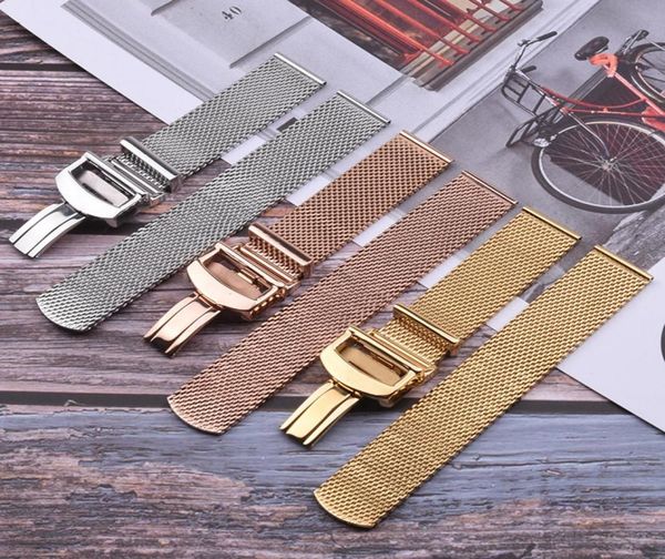 

mesh watchband bracelets 20mm watch straps silver stainless steel metal links watch accessory for iwc7702737, Black;brown