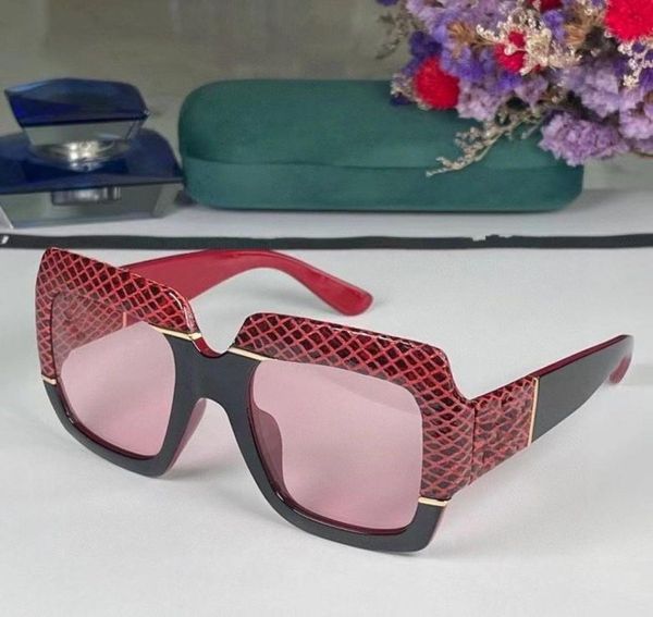 

2022 women men fashion sunglasses black red check pattern plank frame big square glasses available with box2271533, White;black