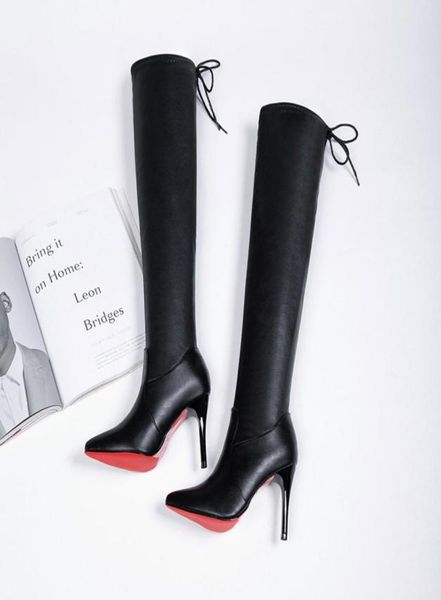 

2022 women shoes boots high heels over the knee boots leather fashion beauty ladies long boots size 35397484541, Black