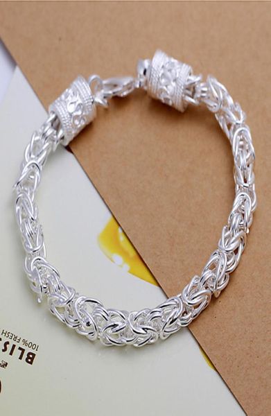 

gift 925 silver new leader bracelet men dfmch096brand new fashion 925 sterling silver plated chain link bracelets8455065, Black