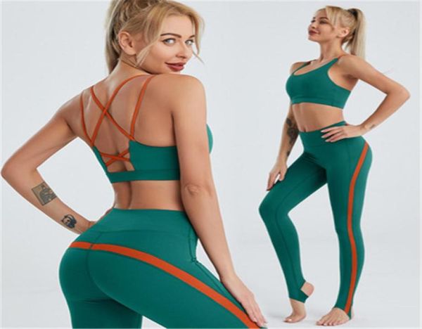 

yoga outfit 48 fitness bra 2 pieces sets quick dry breathable running sports vest summer women underwear4196049