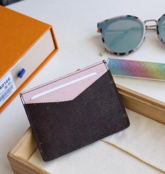 

printed flower designer women card holders real leather square wallet leather purse card holder men with box7085531, Brown;gray