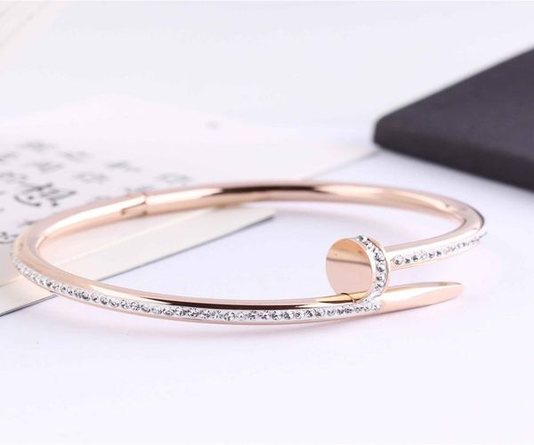 

titanium steel distance bangle bracelet full diamond bracelets women 58cm fashion gold love jewelry gift for lover no box4955276, Black