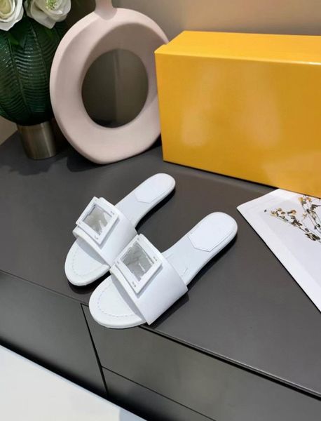 

designer women slippers real leather sandals summer beach buttons slides lady flat flip flops hollow letter double buckle slipper 6350099, Black