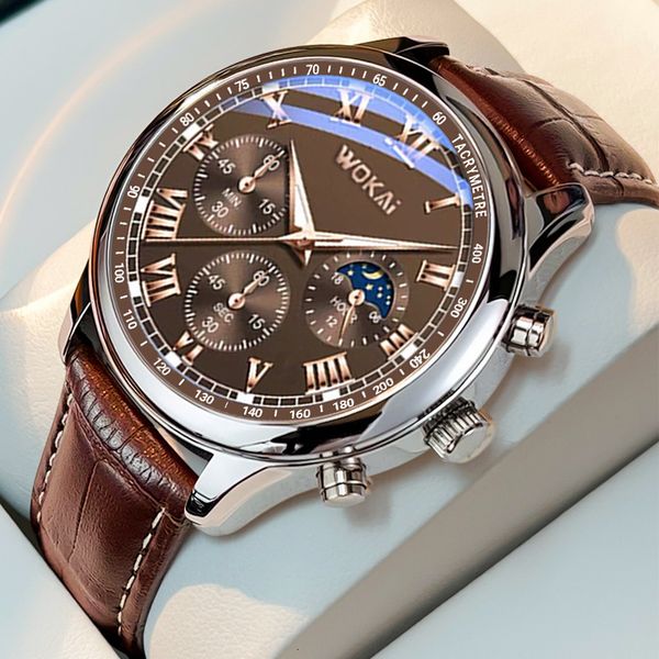 

wristwatches fashion mens watches waterproof sports quartz watch for men women boy wristwatch roman numerals clock silver brown 230905, Slivery;brown