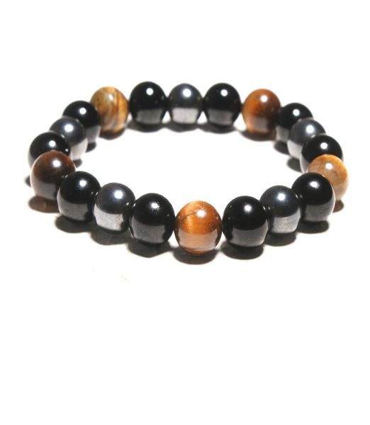 

10mm tiger eye hematite beads bracelets classic lucky stone beads elastic rope bracelets for womenmen8927574, Black