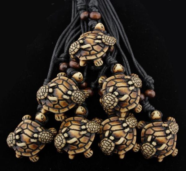 

fashion jewelry wholesale 12pcs/lot men women's imitation yak bone carved mother & turtles necklace for lucky gift mn5703241765, Silver