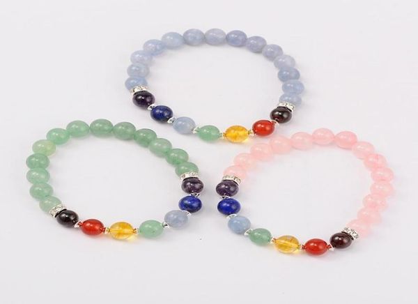 

10pcs rope natural gem stone strand bracelets tiger eyd black stone stretch chakra bracelets gift for men women 55mm5302717