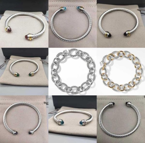 

head platinum trend round designer bangle bracelet women fashion versatile plated twocolor hemp ed wire jewelry 5mm luxury b6605904, Black