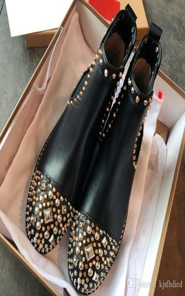 

fashion luxury designer women boots s women boot girls designer luxury shoes with studded spikes party boots winter shoes9308575, Black