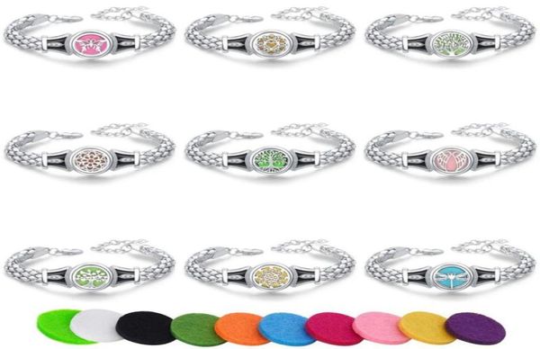 

link chain tree of life bracelet adjustable perfume essential oil diffuser locket magnetic jewelry aroma lock5682221, Black