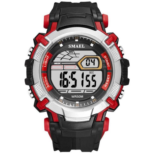 

luxury mens led watches smael digital clock alarm waterproof led sport male clock wristwatches 1620 brand luxury watches men255a, Slivery;brown