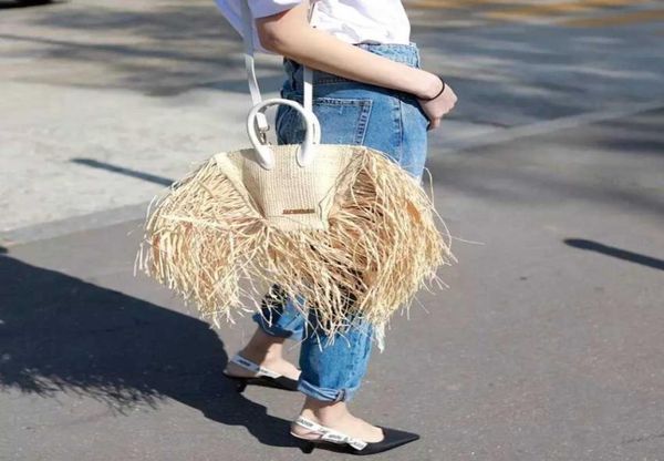 

fashion tassel straw bags designer letters rattan women handbags wicker woven shoulder crossbody bag summber beach bali purse g0922741723