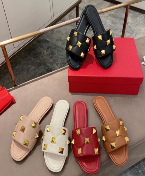 

designers rivet slipper rubber sandals beach slide sandals causal nonslip flip flops men gear bottoms striped summer huaraches8570658, Black