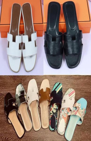 

ladies sandals summer flat shoes women slippers luxury designer leather fashion beach letter drag 35421561402, Black