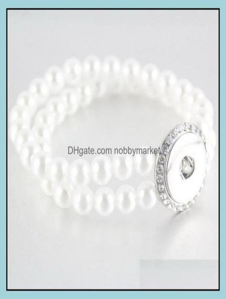 

charm bracelets jewelry 18mm noosa pearl bead bracelet double layer snap buttons bangle for women lady girls gifts whole chris1851959, Golden;silver