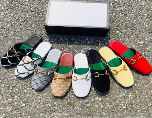 

summer men beach slippers classic designer lazy flat baotou flip flops 100 leather lady slides suede letter women shoes cowhide m3135278, Black