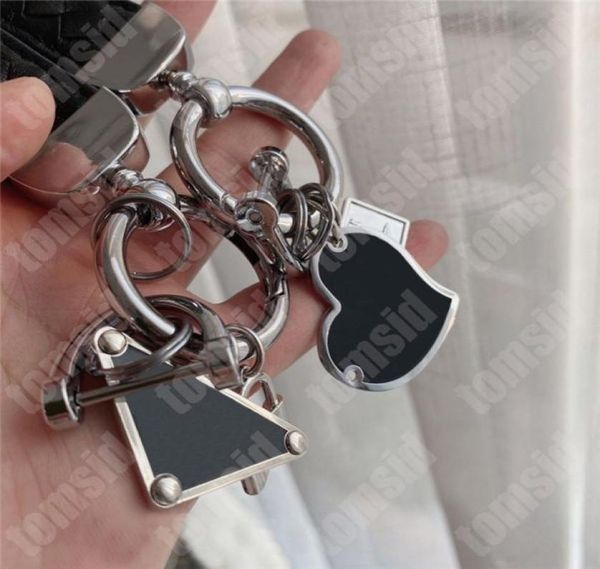 

trendy designer keychains for women mens car key ring brand black heart leather key chains stainless steel bag pendant luxury keyr7090518, Silver