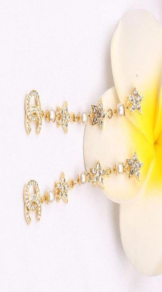 

18k gold plated ear stud earrings brand designers geometry double letters fashion luxury women crystal rhinestone pearl earring we4761208, Golden;silver