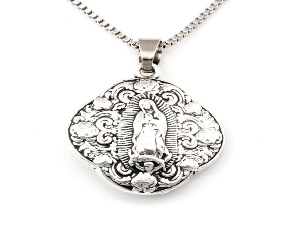 

10pcslots antique silver virgin mary religion alloy charms pendant necklaces travel protection pendants necklaces 24inches chains6727837