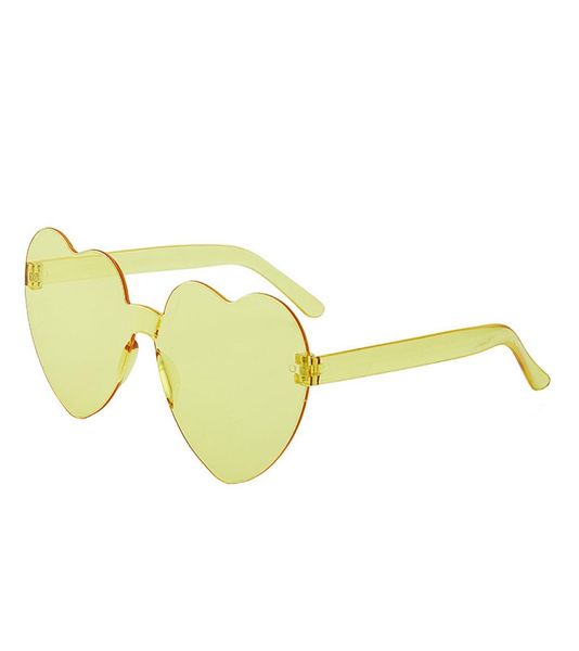 

love heart shape sunglasses women rimless frame tint clear lens colorful sun glasses female red pink yellow shades travel7098318, White;black