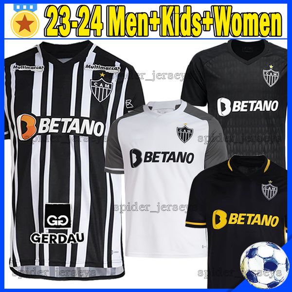 

2023 2024 atletico mineiro soccer jerseys m.zaracho pavon paulinho 23 24 pedrinho hyoran edenilson jemerson football shirts otavio women men, Black;yellow