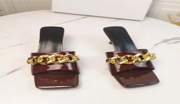 

new fashion women039s slippers luxury designer high heel shoes outdoor non slip beach shoes leather chain half tray jelly color3383717, Black