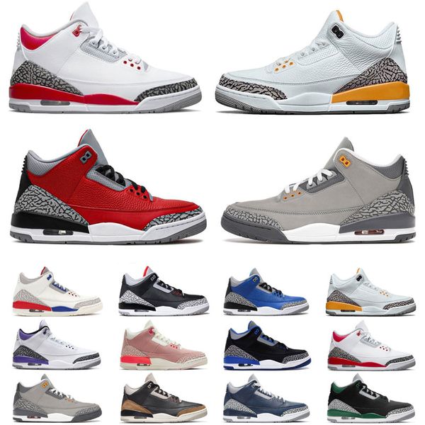 

jumpman 3 3s men basketball shoes white cement reimagined neapolitan dark mocha kumquat fire red black cat racer blue knicks fragment unc pi
