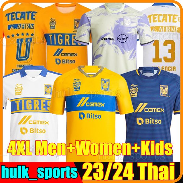 

4xl liga mx tigres uanl soccer jerseys 23/24 champion 7 stars home away third thauvin gignac nico lopez vargas 2023 .fernandez pizarro men, Black;yellow