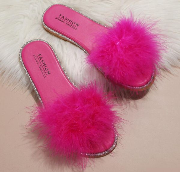 

slippers fur house women sandals summer new 2022 luxury sandal flat shoes soft women039s flip flops brand ladies fluffy y2209217412206, Black