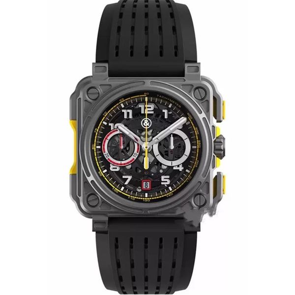 

wristwatches br model sport rubber watchband quartz bell luxury multifunction watch business stainless steel man ross wristwatch m256f, Slivery;brown