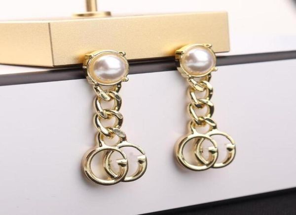 

23ss mixed fashion letters stud small sweet wind luxurious 925 silver designer women crystal rhinestone link chain round earring j8900824, Golden;silver