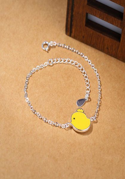 

japanese and korean style small fresh bracelet simple temperament cute drop oil small yellow chicken bracelet this year of the roo1551323, Golden;silver