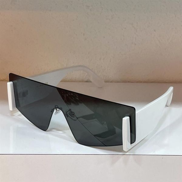 

oversize shield sunglasses white dark grey lens rimless sun glasses fashion sun shades eye wear with box246w, White;black