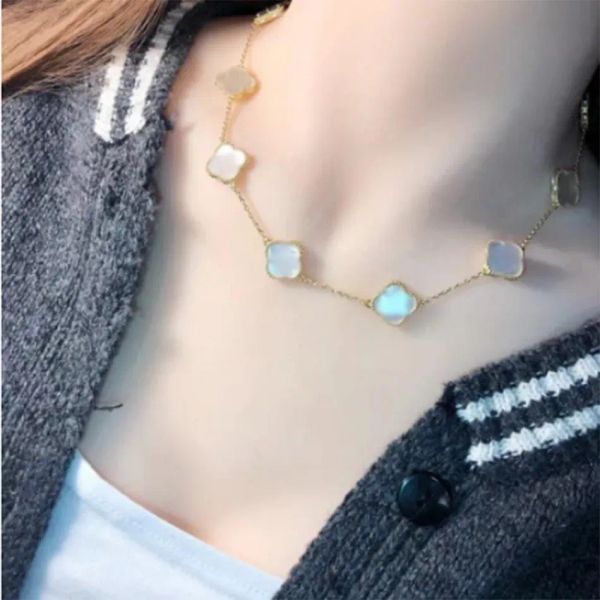 

necklace jewelry designer van cleefity four-leaf clover necklace bracelet stud earrings set plated 18k girls christmas engagement accessorie, Silver