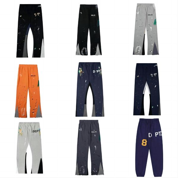 

2023 men pants galleries sweatpants dept speckled letter print men's women's couple loose versatile casual pants straight 11, Black