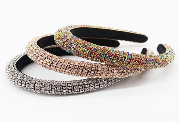 

baroque full crystal headbands hair bands for women lady shiny padded diamond headband hair hoop fashion party jewelry accessories7050563, Silver