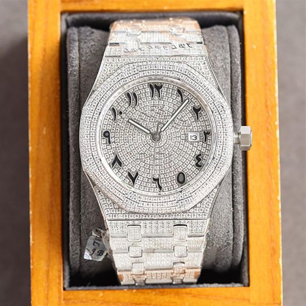 

diamond watch automatic mechanical mens watches 40mm life waterproof wristwatches men casual business wristwatch montre de luxe fo217p, Slivery;brown
