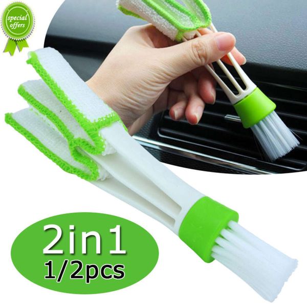 

new car cleaning brush 2 in 1 air conditioner vent cleaner detailing dust removal blinds duster outlet brush car-styling universal