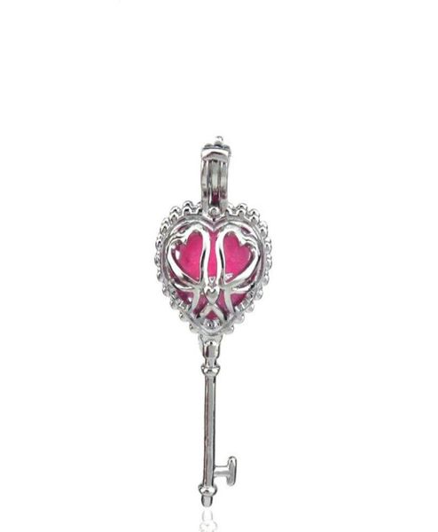 

10pcslot silver alloy beauty heart key girl oysters beads cage locket pendant aromatherapy perfume essential oils diffuser8131614
